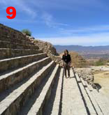 Bonnie on a temple staircase